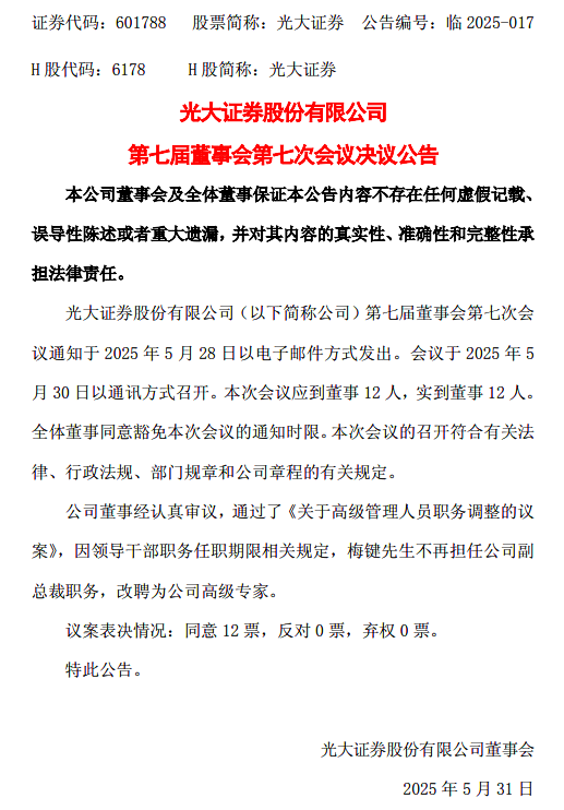 下课(🌠)！光大证券(➕)副总裁